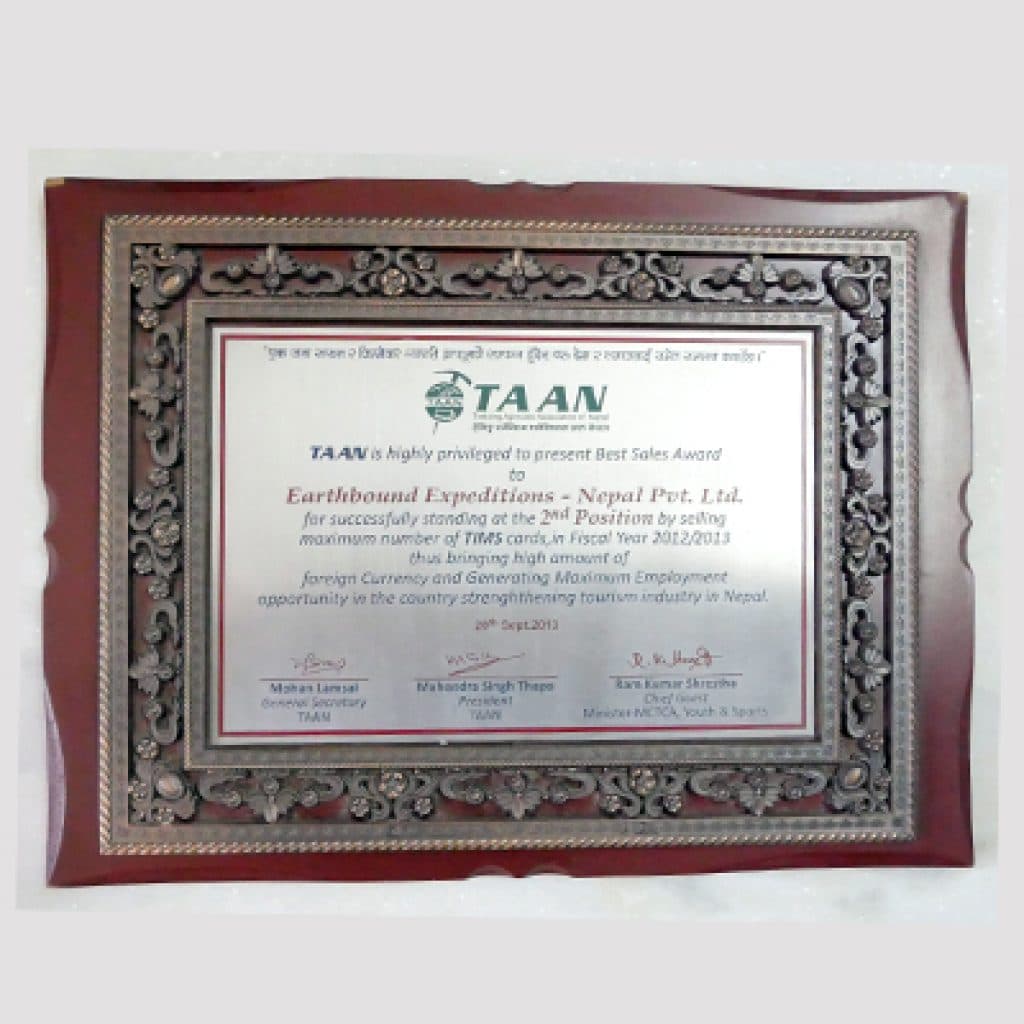 TAAN Best Sales Award, 2013